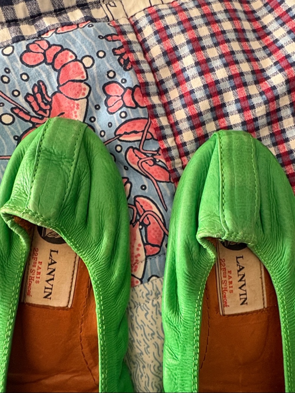 Lanvin Bright Green Leather Ballet Flats - Picture 4 of 13